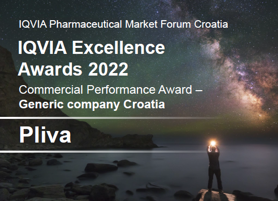 Iqvia Pharmaceutical Market Forum Croatia IQVIA Excellence Awards 2022 Comercial Performance Award = Generic company Croatia Pliva