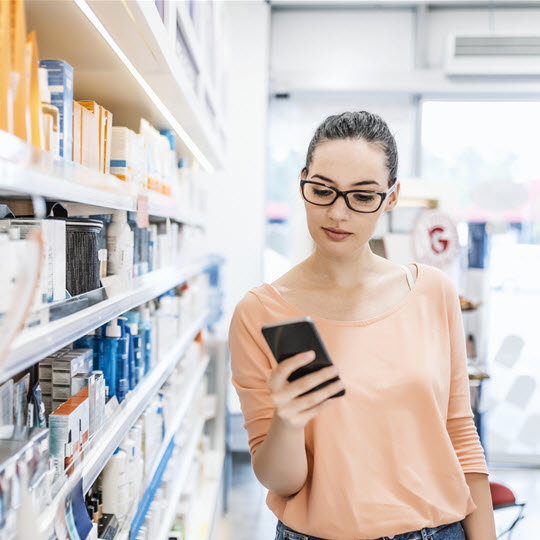 woman looking at phone