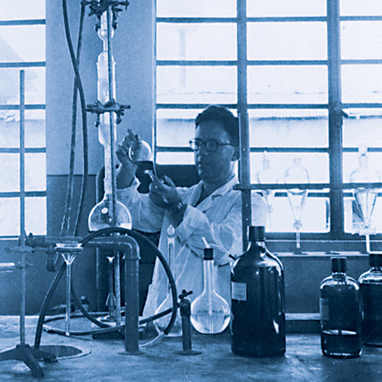 Scientist working with chemicals