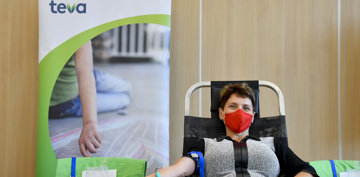 Woman donating blood