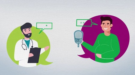 Doctor speaking with diabetes patient icon