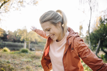 Woman smiling in nature Woman smiling in nature