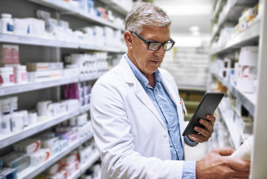 Pharmacist researching