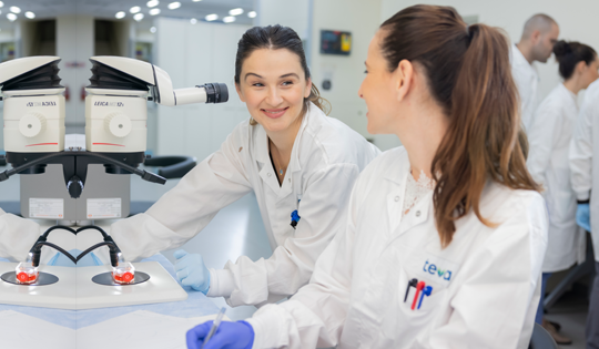 Női alkalmazottak a laboratóriumban Izraelben