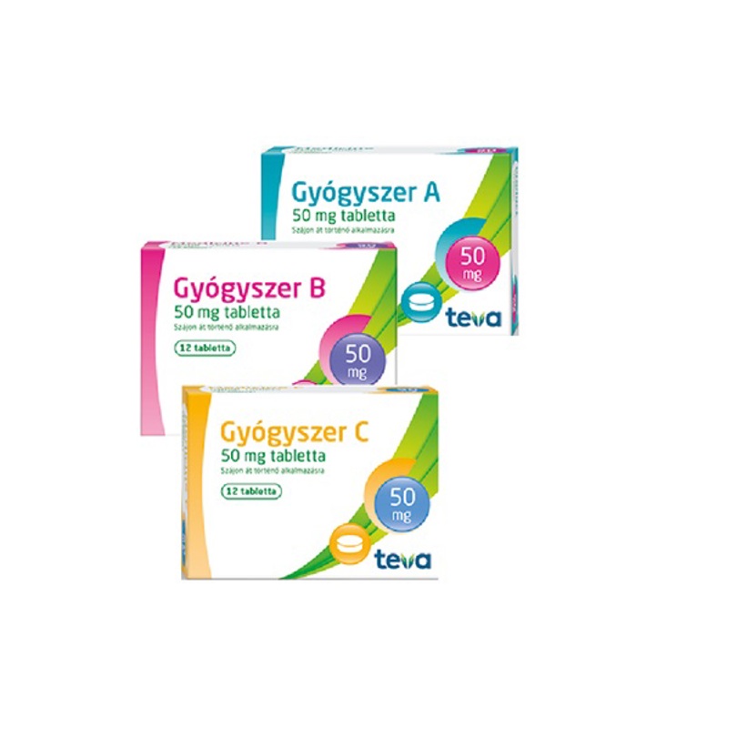 Gyógyszer A 50 mg tabletta - Gyógyszer B 50 mg tabletta - Gyógyszer C 50 mg tabletta