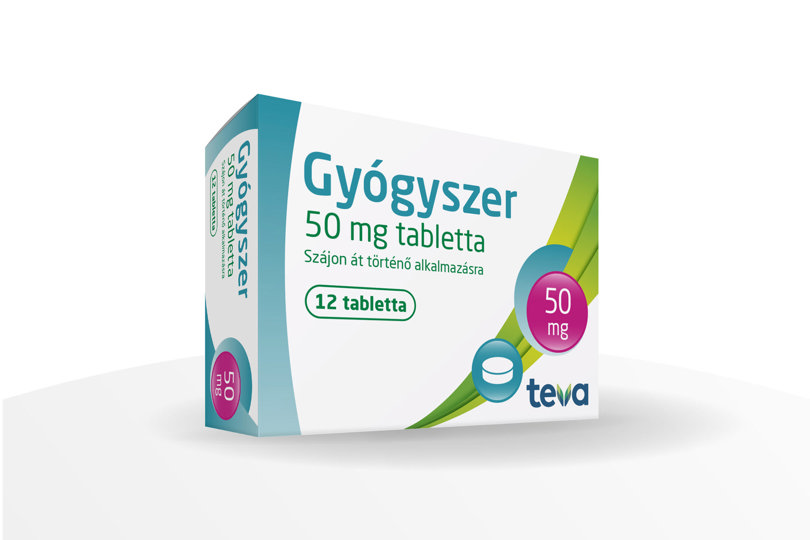 Gyógyszer 50 mg tabletta - Szájon át történő alkalmazásra - 12 tabletta - 50 mg - teva