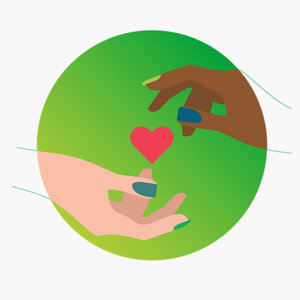 Hands with a heart icon