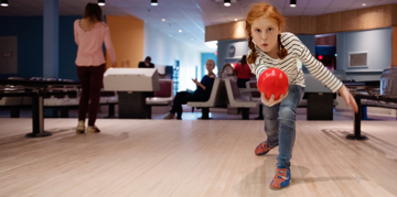 red head girl bowls