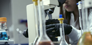 microscope in the lab