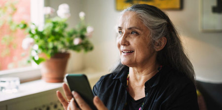 A woman using her phone