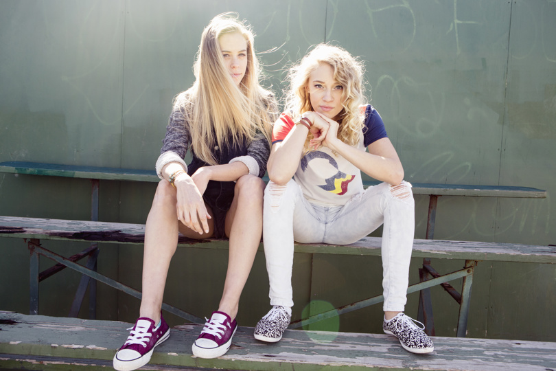 Girls sitting on a bench