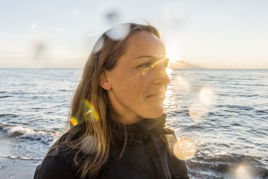 woman looking sea at the sea