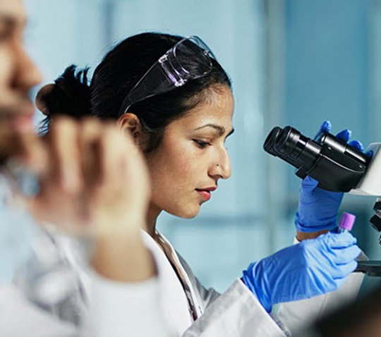 Scientist checking a sample