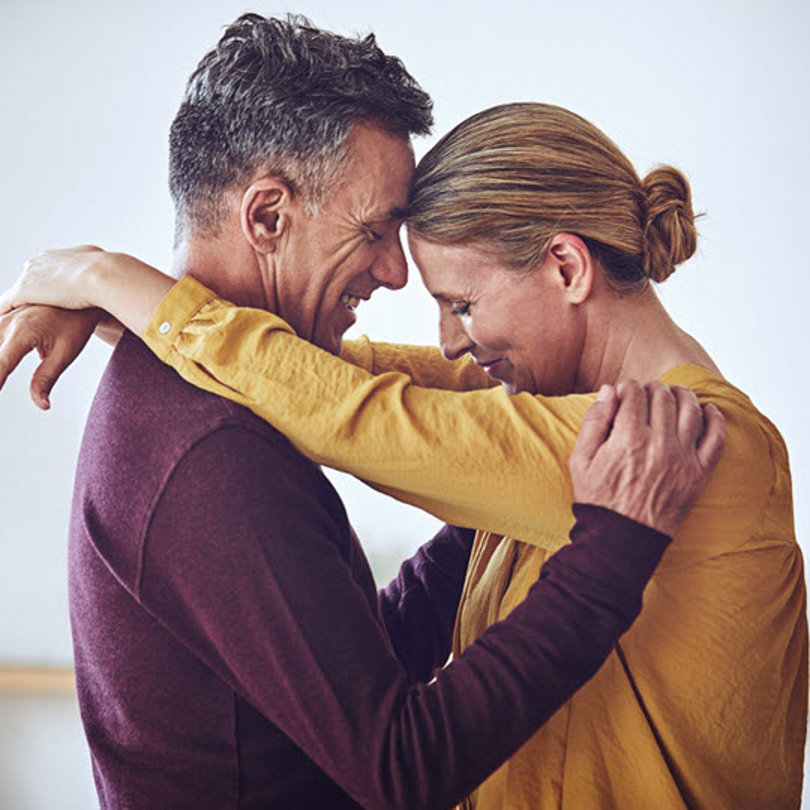 Mature couple hugging