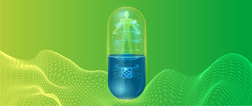 Innovative medicine capsule with human and digital elements merging